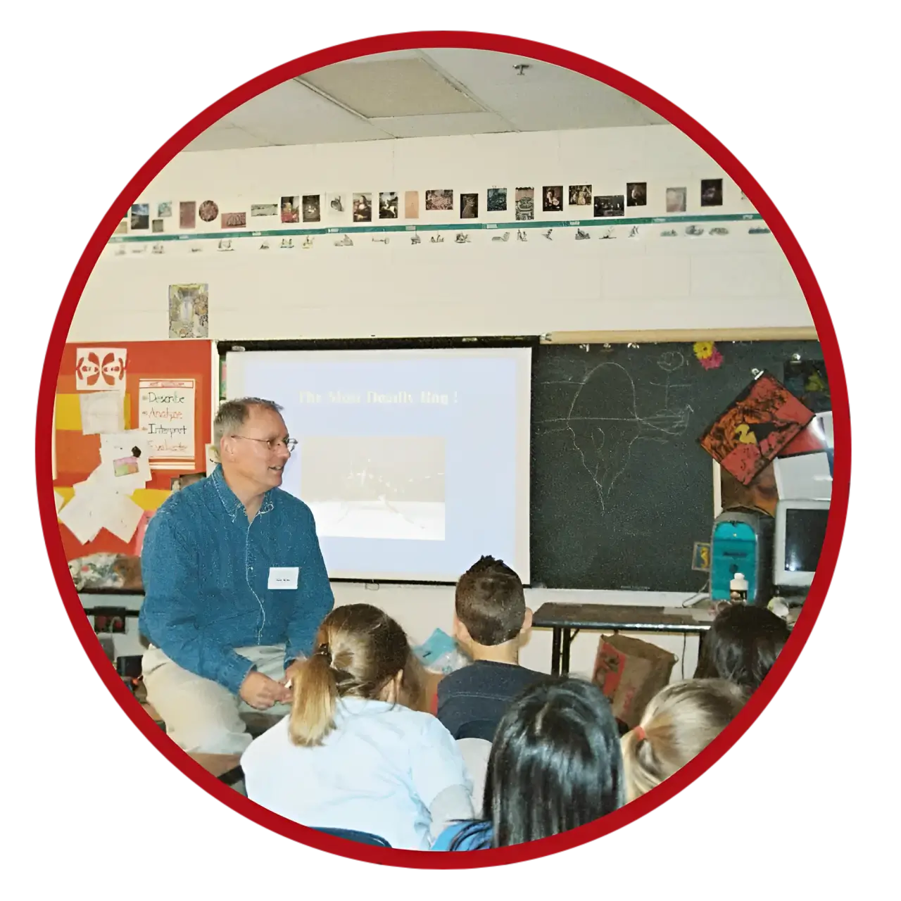 Man giving presentation to classroom of students.